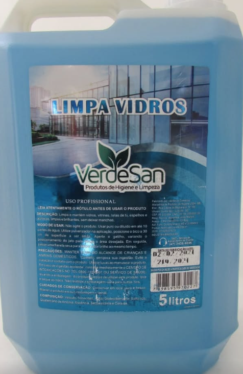 Limpa-vidros profissional VerdeSan de cinco litros